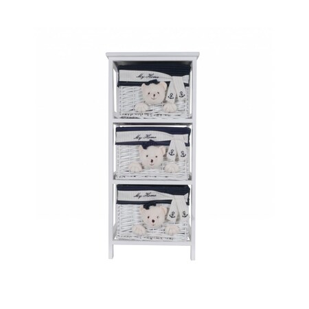 Gfancy Fixtures White, Blue Portable 3 Drawers - 12.5 x 16 x 35.5 in. GF2473004